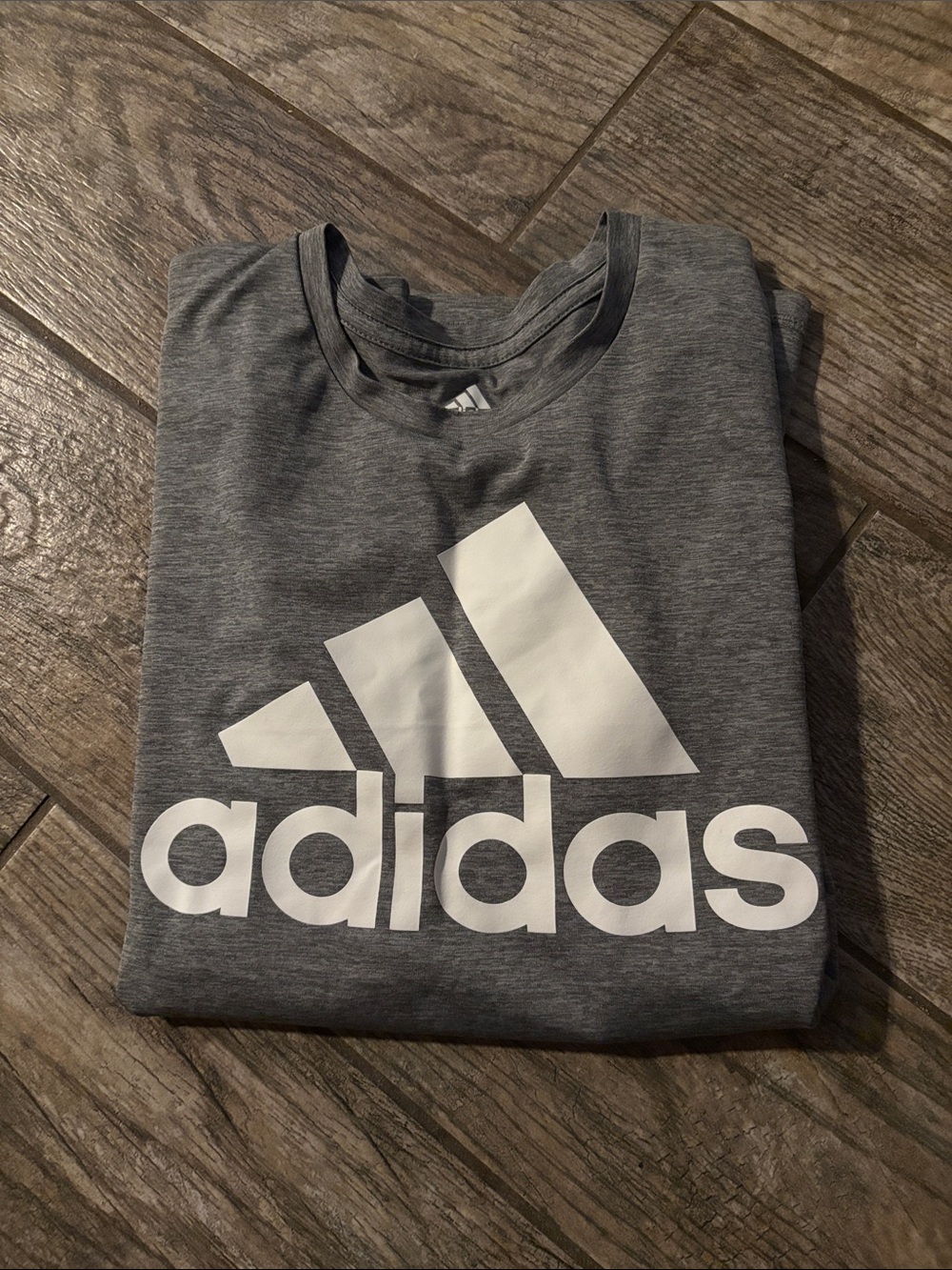 adidas Gray Tee with White Trefoil-Style Logo
